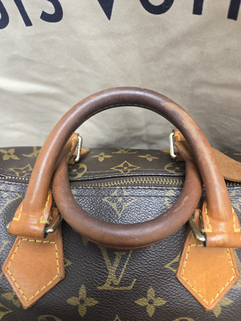 SPEEDY 25 Louis Vuitton Brown Monogram Canvas Speedy with Tan Handles - Picture 3 of 7